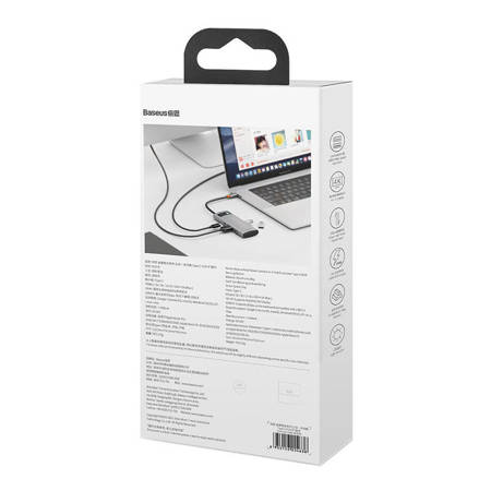      Hub 5w1 Baseus Metal Gleam Series, USB-C do 3x USB 3.0 + HDMI + USB-C PD    