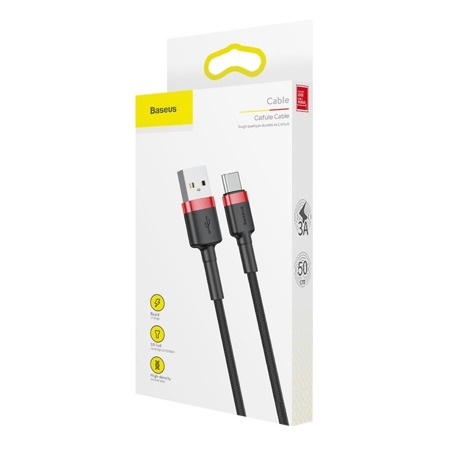      Kabel USB do USB-C Baseus Cafule 2A 3m (czerwono-czarny)    