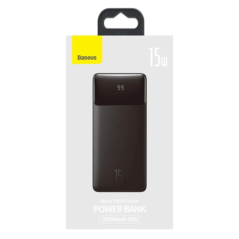 
     Powerbank Baseus Bipow 20000mAh, 2xUSB, USB-C, 15W (czarny)
    