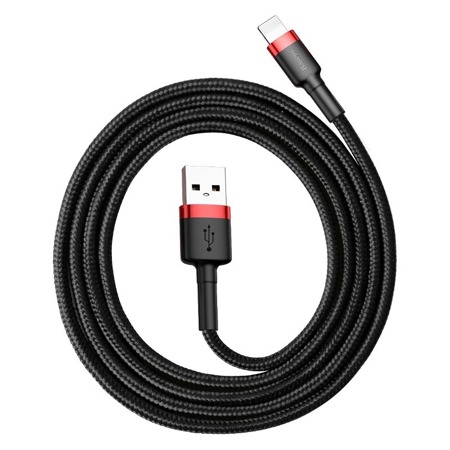 Kabel Lightning USB Baseus Cafule 2,4A 0.5m (czarno-czerwony)