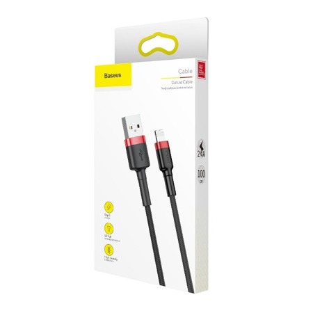 Kabel Lightning USB Baseus Cafule 2,4A 0.5m (czarno-czerwony)