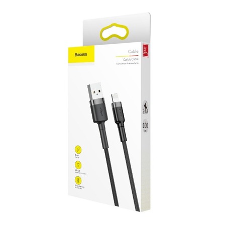 Kabel Lightning USB Baseus Cafule 2,4A 0.5m (szaro-czarny)