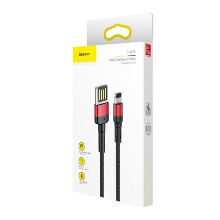 Kabel Lightning USB (dwustronny) Baseus Cafule 2,4A 1m (czarno-czerwony)