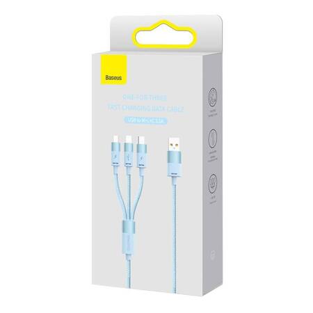 Kabel USB 3w1 Baseus StarSpeed, USB-C + micro USB + Lightning, 3,5A, 1.2m (niebieski)