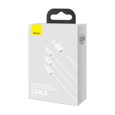 Kabel USB 3w1 Baseus Superior Series, USB do micro USB / USB-C / Lightning, 3.5A, 1.2m (biały)