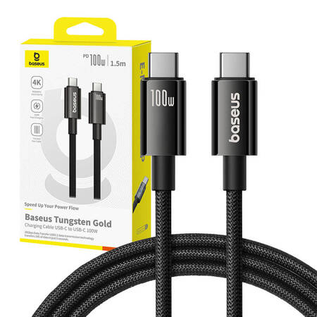 Kabel USB Baseus Tungsten Gold USB-C do USB-C 100W 1,5m (czarny)