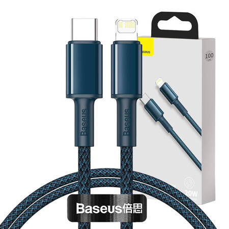 Kabel USB-C do Lightning Baseus High Density Braided, 20W, 5A, PD, 1m (niebieski)