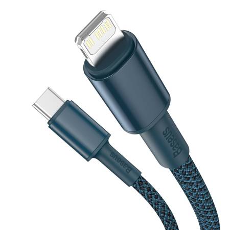 Kabel USB-C do Lightning Baseus High Density Braided, 20W, 5A, PD, 1m (niebieski)