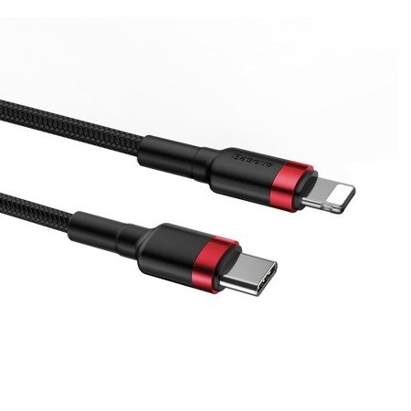 Kabel USB-C do Lightning PD Baseus Cafule, 18W, 1m (czarno-czerwony)