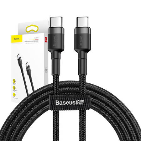 Kabel USB-C do USB-C PD Baseus Cafule PD 2.0, QC 3.0, 60W, 2m (czarno-szary)