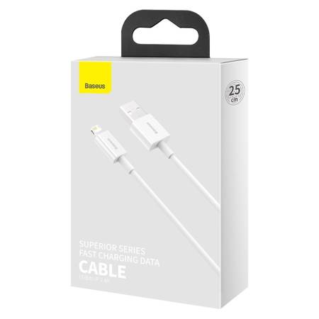 Kabel USB do Lightning Baseus Superior Series, 2.4A, 0.25m (biały)