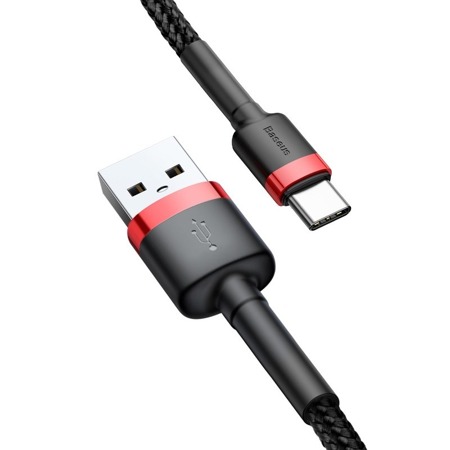 Kabel USB do USB-C Baseus Cafule 3A 1m (czerwono-czarny)