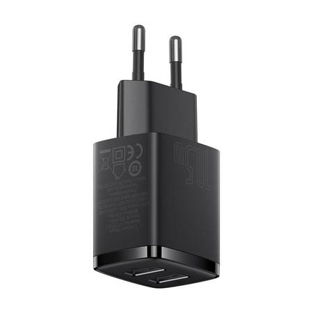 Ładowarka sieciowa Baseus Compact Quick Charger, 2x USB, 10.5W (czarna)