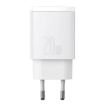 Ładowarka sieciowa Baseus Compact Quick Charger, USB, USB-C, 20W (biała)