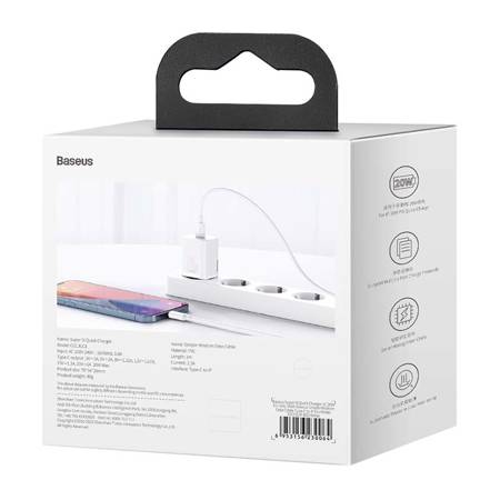 Ładowarka sieciowa Baseus Super Si Quick Charger 1C 20W z przewodem USB-C do Lightning 1m (biała)