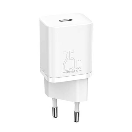 Ładowarka sieciowa Baseus Super Si Quick Charger 1C 25W z przewodem USB-C do USB-C 1m (biała)