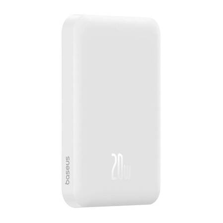 Magnetyczny mini powerbank Baseus 5000mAh, USB-C 20W (biały)    