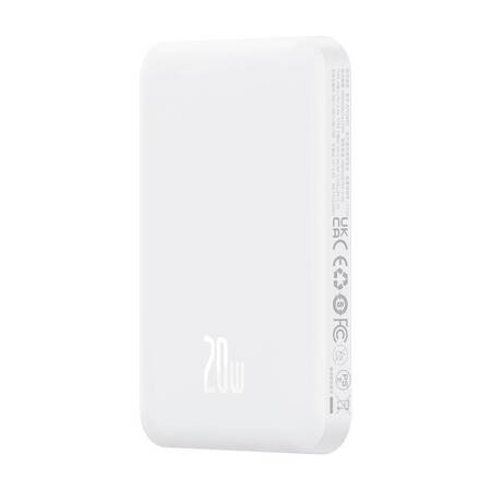 Magnetyczny mini powerbank Baseus 5000mAh, USB-C 20W (biały)    