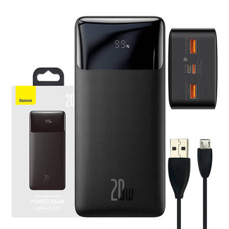 Powerbank Baseus Bipow 30000mAh, 2xUSB, USB-C,  20W (czarny)