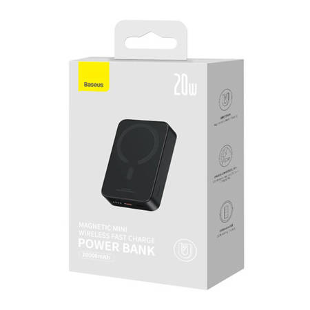 Powerbank magnetyczny Baseus Magnetic Mini 20000mAh, USB-C 20W MagSafe (czarny)