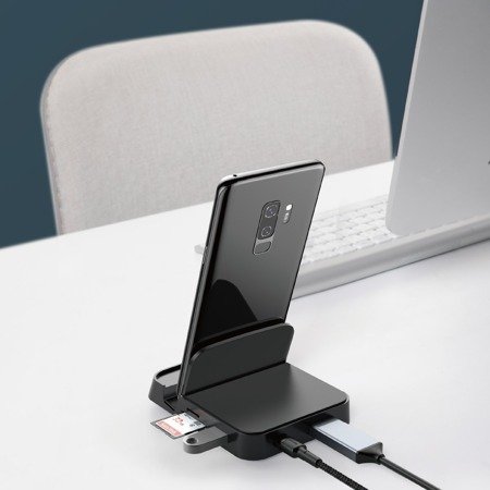 Stacja dokująca, HUB USB-C Baseus Mate Docking do smartfonów Huawei i Samsung, 15W (czarna)